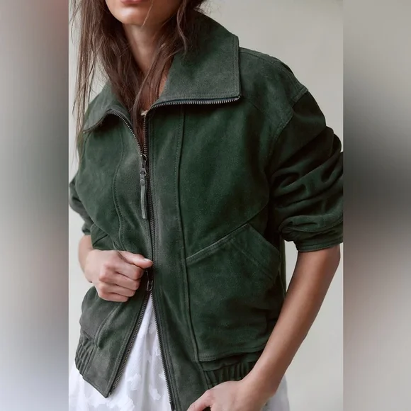 NWT Free People We The Free Desert Moon Suede Jacket in Green Grove - Picture 2 of 10